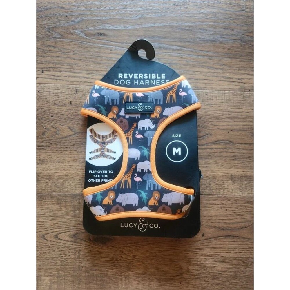 NWT Lucy & Co. "Wild About" Reversible Dog Harness – Size Medium – Jungle Animal